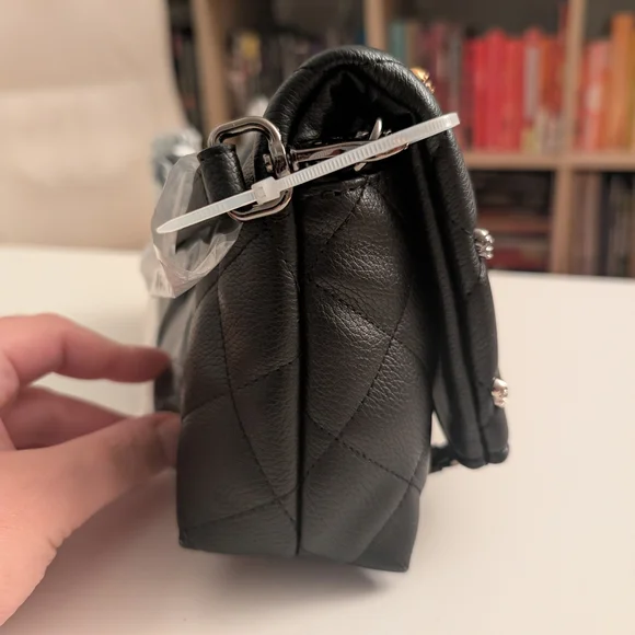 Betsey Johnson Black Quilted Crossbody Bag with Gold and Silver Accents - Picture 6 of 7